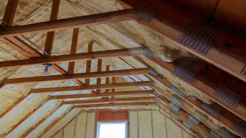 Roof trusses that have been recently repaired after incurring hurricane damage in Tampa, FL